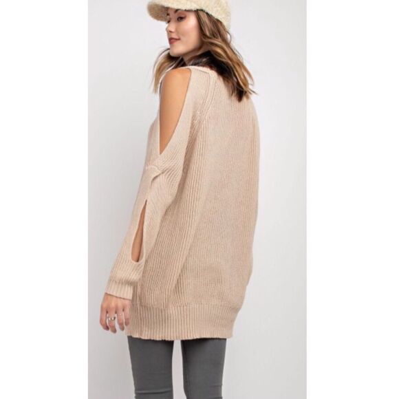 EASEL SANDY” COLD SHOULDER KNIT TOP SIZE MEDIUM LARGE EUC - Picture 3 of 7